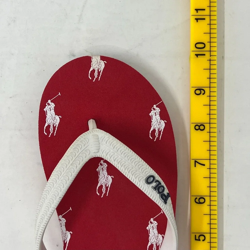 Polo Ralph Lauren Unisex Junior Flip Flop Red/ White Pony Logo US Size 5 VTG NEW